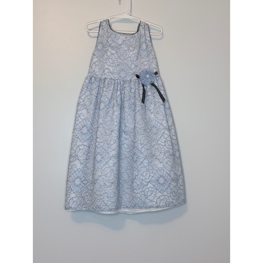 Marmellata Girls Light Blue Lace Floral Special Occasion Dress 6X